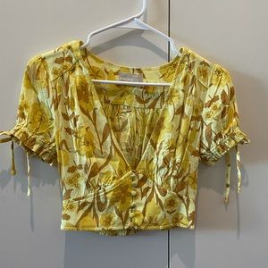 Urban outfitters yellow floral top